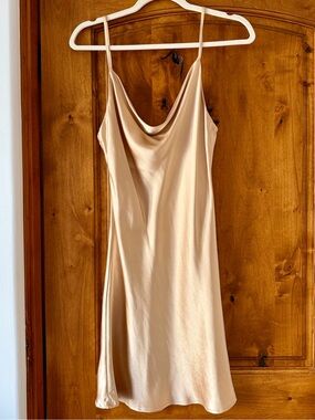 Satin Cowl Slip Dress - Cream